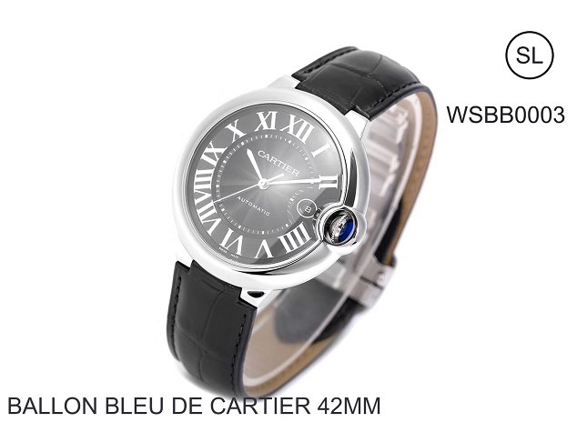 Cartier ballon bleu de large mechanical watch crocodile leather WSBB0003 black