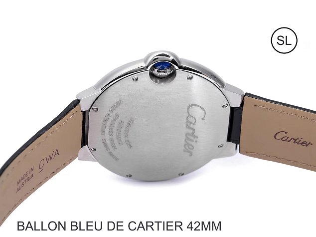 Cartier ballon bleu de large mechanical watch crocodile leather WSBB0003 black