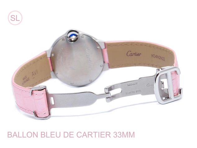 Cartier ballon bleu de medium mechanical watch crocodile leather WSBB0022 pink