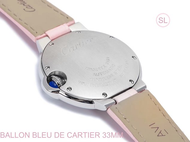 Cartier ballon bleu de medium mechanical watch crocodile leather WSBB0022 pink