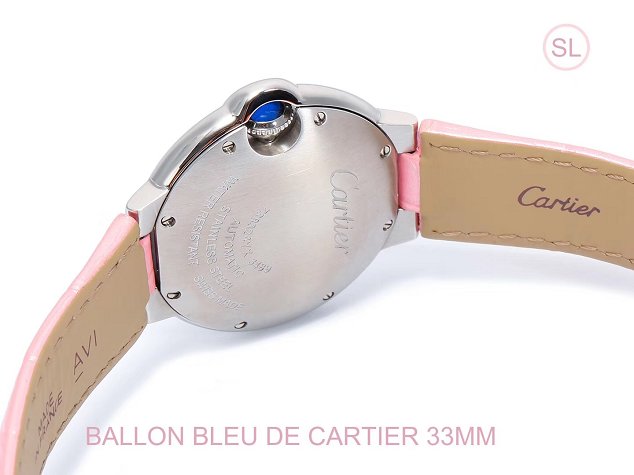 Cartier ballon bleu de medium mechanical watch crocodile leather WSBB0022 pink