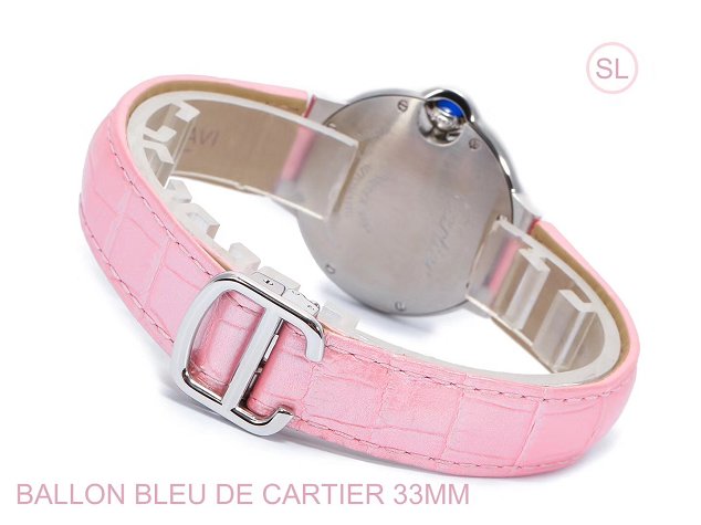 Cartier ballon bleu de medium mechanical watch crocodile leather WSBB0022 pink