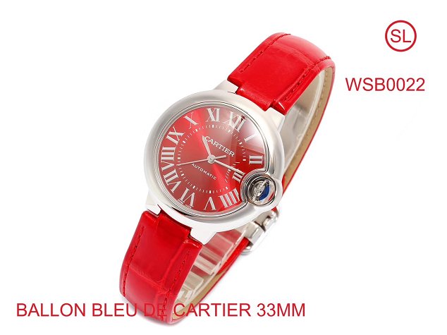 Cartier ballon bleu de medium mechanical watch crocodile leather WSBB0022 red