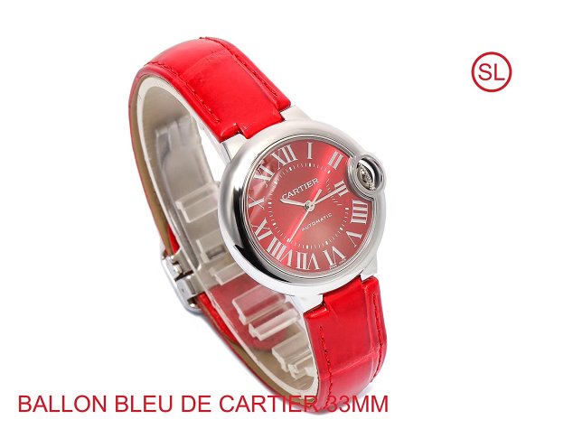 Cartier ballon bleu de medium mechanical watch crocodile leather WSBB0022 red