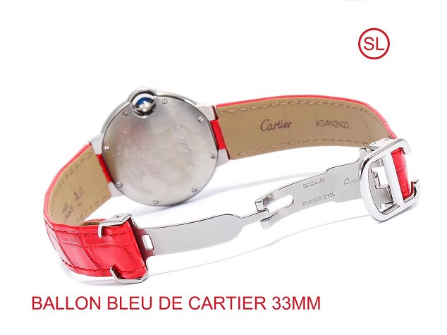 Cartier ballon bleu de medium mechanical watch crocodile leather WSBB0022 red