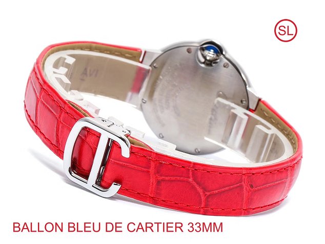 Cartier ballon bleu de medium mechanical watch crocodile leather WSBB0022 red