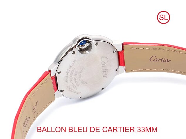 Cartier ballon bleu de medium mechanical watch crocodile leather WSBB0022 red