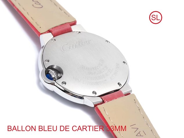 Cartier ballon bleu de medium mechanical watch crocodile leather WSBB0022 red