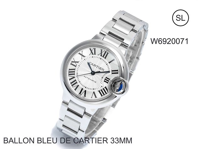 Cartier ballon bleu de medium mechanical steel watch W6920100 silver