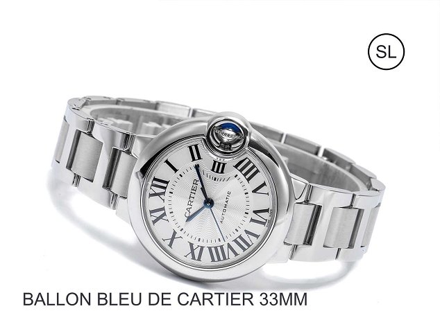 Cartier ballon bleu de medium mechanical steel watch W6920100 silver