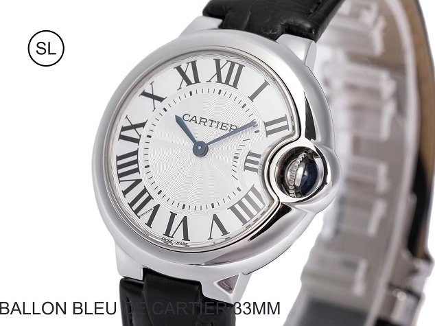 Cartier ballon bleu de quartz watch crocodile leather W6920086 black