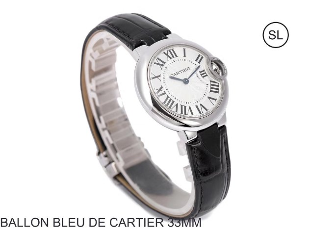 Cartier ballon bleu de quartz watch crocodile leather W6920086 black