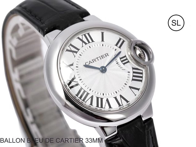 Cartier ballon bleu de quartz watch crocodile leather W6920086 black