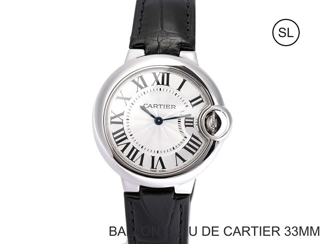 Cartier ballon bleu de quartz watch crocodile leather W6920086 black