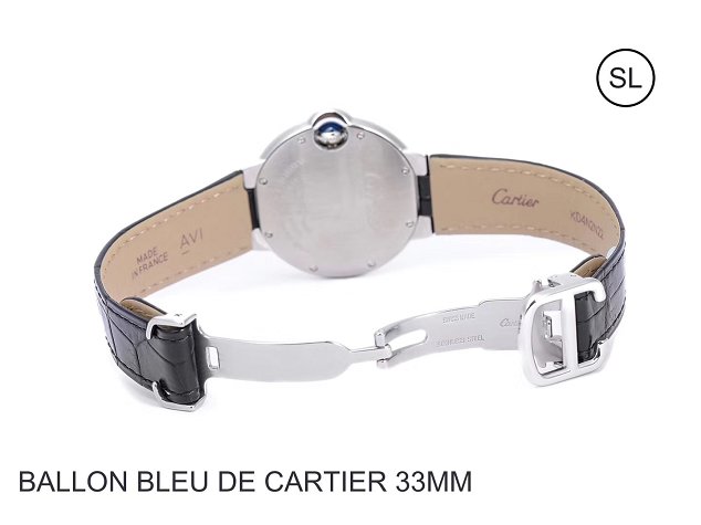 Cartier ballon bleu de quartz watch crocodile leather W6920086 black