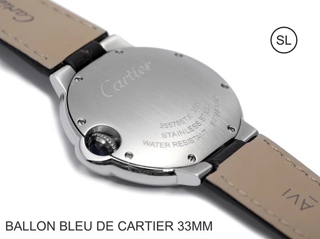 Cartier ballon bleu de quartz watch crocodile leather W6920086 black