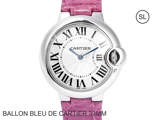 Cartier ballon bleu de quartz watch crocodile leather W6920086 purple