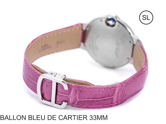 Cartier ballon bleu de quartz watch crocodile leather W6920086 purple