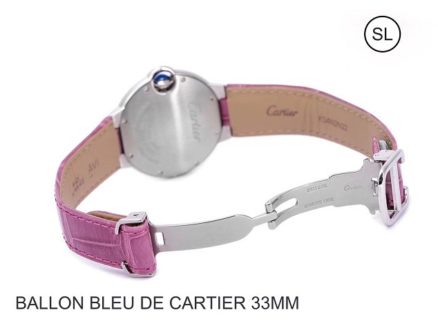 Cartier ballon bleu de quartz watch crocodile leather W6920086 purple