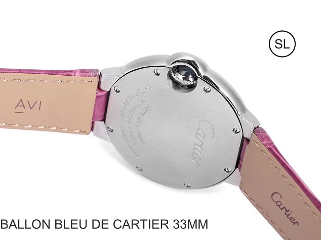 Cartier ballon bleu de quartz watch crocodile leather W6920086 purple