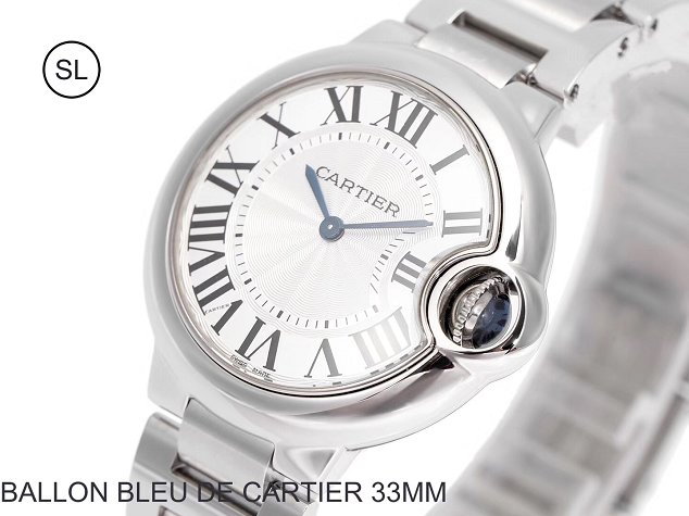 Cartier ballon bleu de quartz watch steel W6920084 silver