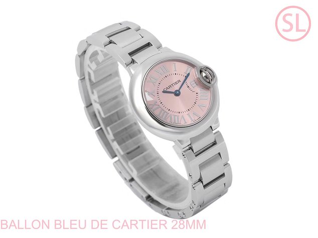 Cartier ballon bleu de small quartz watch steel W6920038 pink silver