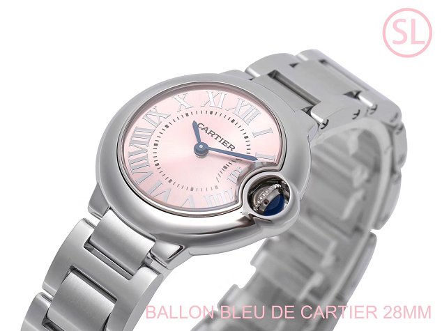 Cartier ballon bleu de small quartz watch steel W6920038 pink silver