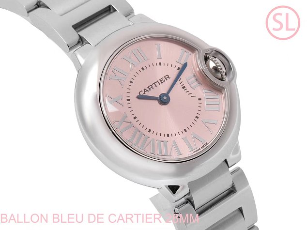 Cartier ballon bleu de small quartz watch steel W6920038 pink silver