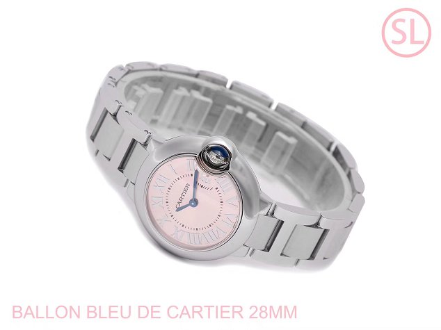 Cartier ballon bleu de small quartz watch steel W6920038 pink silver