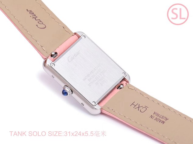 Cartier tank quartz diamond watch small togo leather WSTA0131 pink