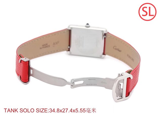 Cartier tank quartz watch diamond medium togo leather WSTA0129 red