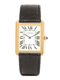 Cartier tank quartz watch medium crocodile leather WA520300 black