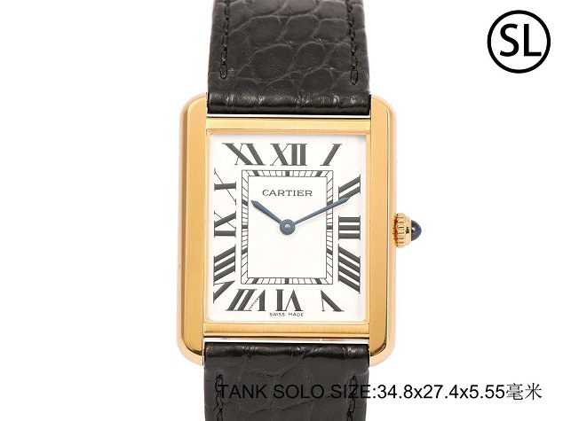 Cartier tank quartz watch medium crocodile leather WA520300 black