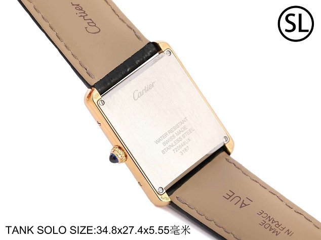 Cartier tank quartz watch medium crocodile leather WA520300 black