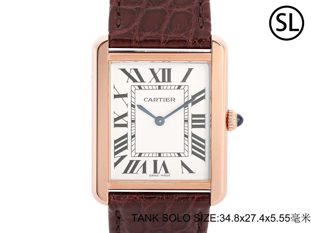 Cartier tank quartz watch medium crocodile leather WA520300 coffee