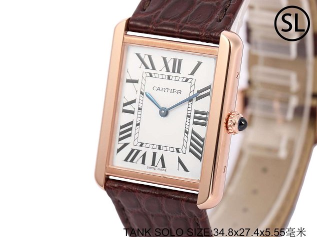 Cartier tank quartz watch medium crocodile leather WA520300 coffee