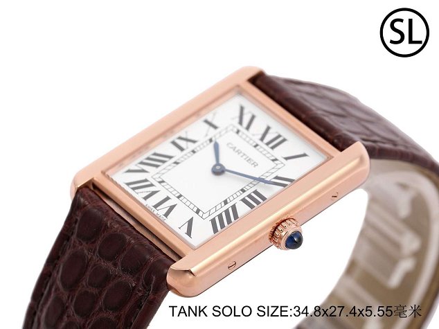 Cartier tank quartz watch medium crocodile leather WA520300 coffee