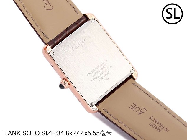 Cartier tank quartz watch medium crocodile leather WA520300 coffee