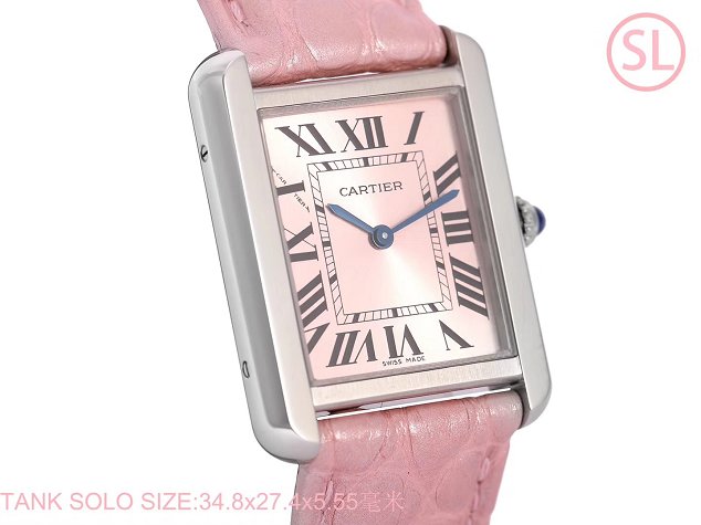 Cartier tank quartz watch medium crocodile leather WA520314 pink