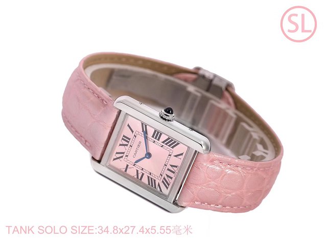 Cartier tank quartz watch medium crocodile leather WA520314 pink