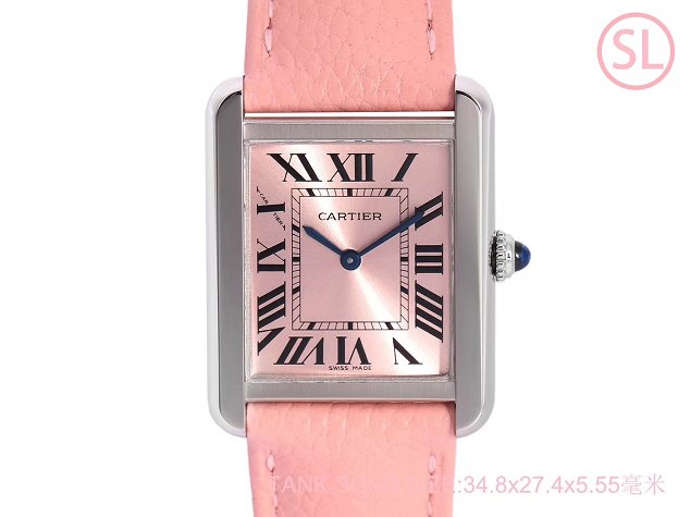 Cartier tank quartz watch medium togo leather WA520324 pink