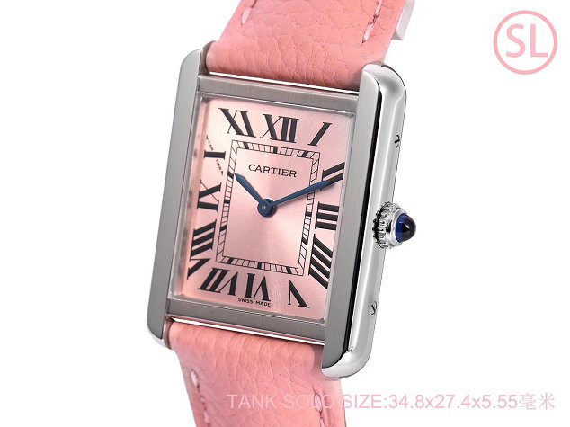 Cartier tank quartz watch medium togo leather WA520324 pink