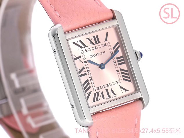 Cartier tank quartz watch medium togo leather WA520324 pink