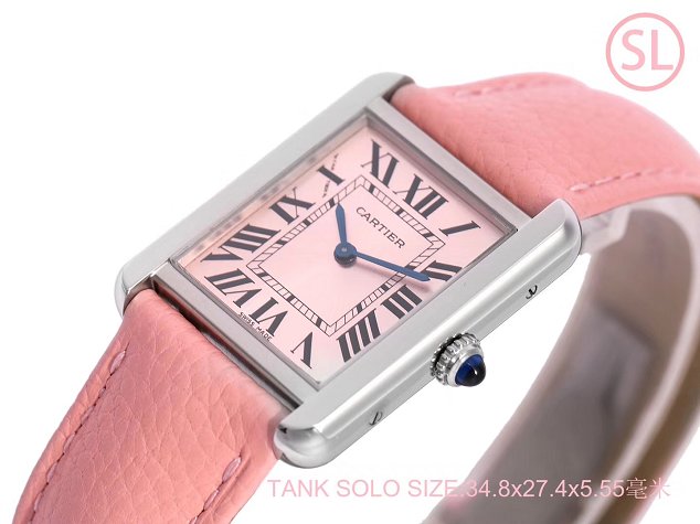 Cartier tank quartz watch medium togo leather WA520324 pink