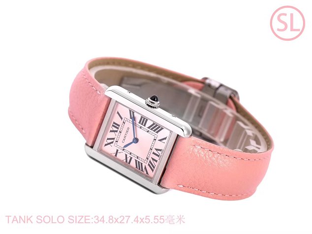 Cartier tank quartz watch medium togo leather WA520324 pink