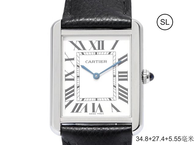 Cartier tank quartz watch medium togo leather WSTA0028 black