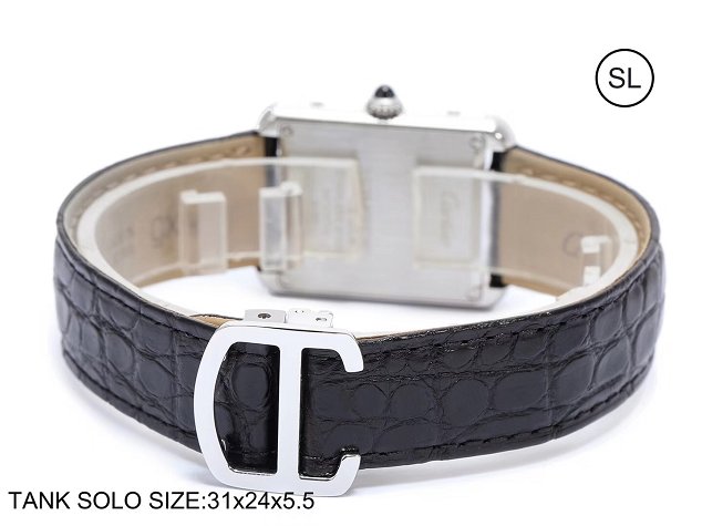 Cartier tank quartz watch small crocodile leather W5200005 black
