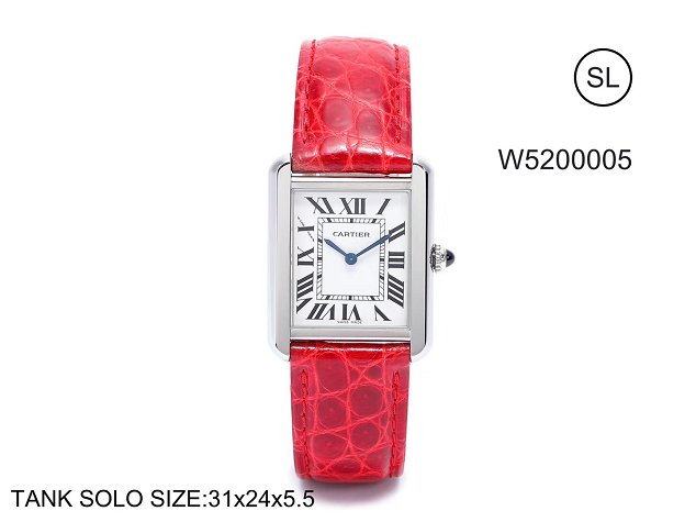 Cartier tank quartz watch small crocodile leather W5200005 red