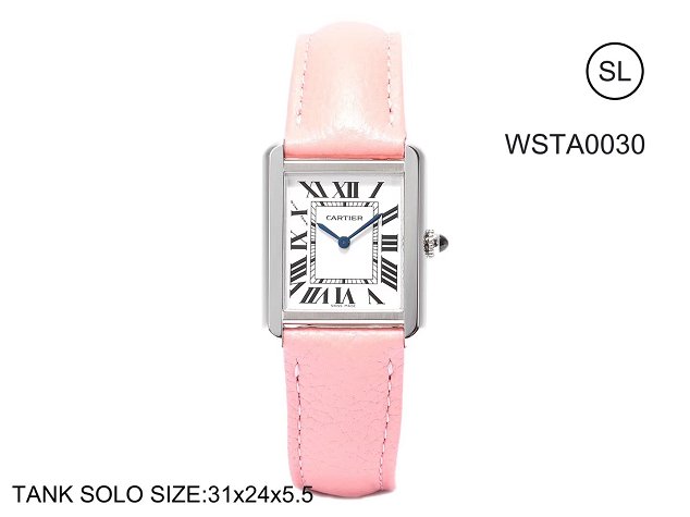 Cartier tank quartz watch small togo leather WSTA0030 pink