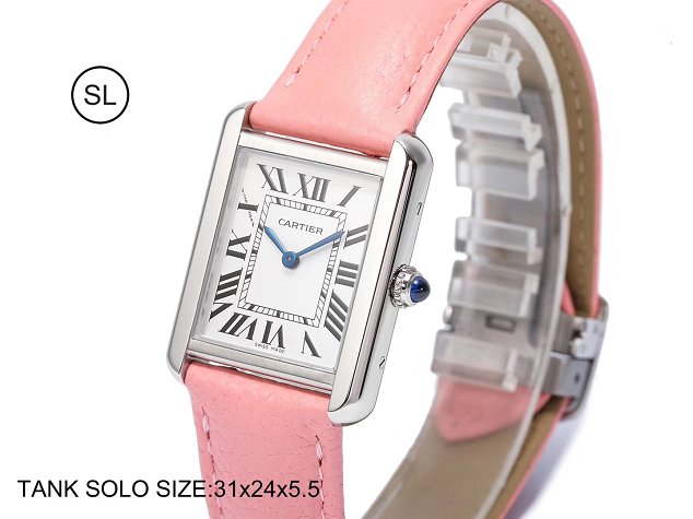 Cartier tank quartz watch small togo leather WSTA0030 pink